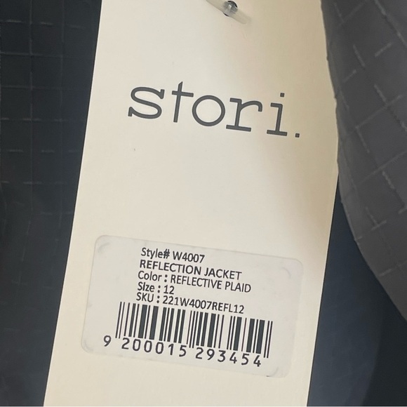 Stori Reflection Jacket 12 Black Reflective Plaid Full Zip Activewear RARE NWT ! - Picture 6 of 8